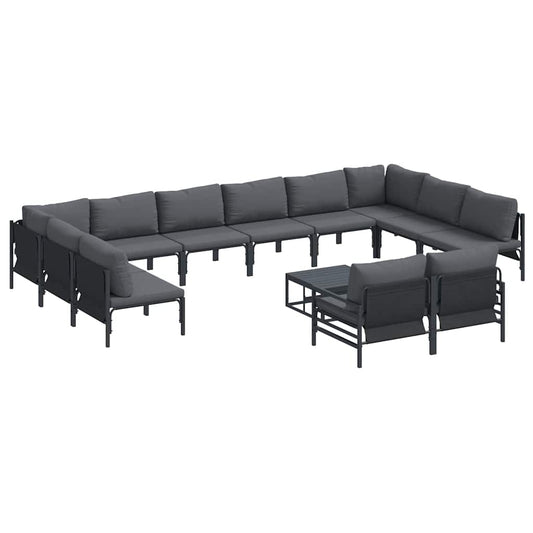 Garden Sofa Set with Cushion 13 pcs Black Steel Garden Sofa Set with Cushion 13 pcs Black Steel