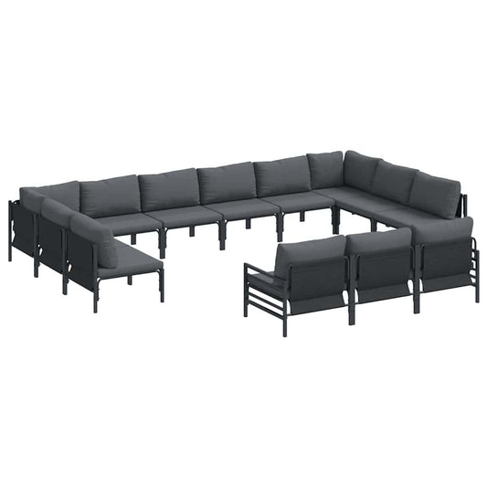 Garden Sofa Set with Cushion 13 pcs Black Steel Garden Sofa Set with Cushion 13 pcs Black Steel