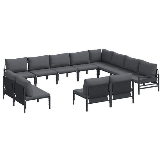 Garden Sofa Set with Cushion 12 pcs Black Steel Garden Sofa Set with Cushion 12 pcs Black Steel