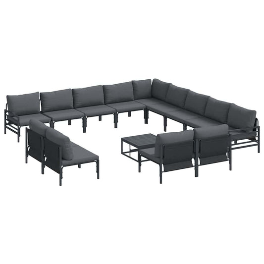 Garden Sofa Set with Cushion 14 pcs Black Steel Garden Sofa Set with Cushion 14 pcs Black Steel