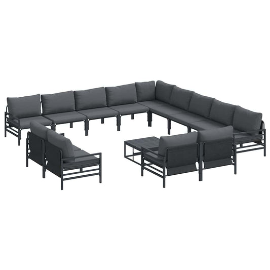 Garden Sofa Set with Cushion 14 pcs Black Steel Garden Sofa Set with Cushion 14 pcs Black Steel