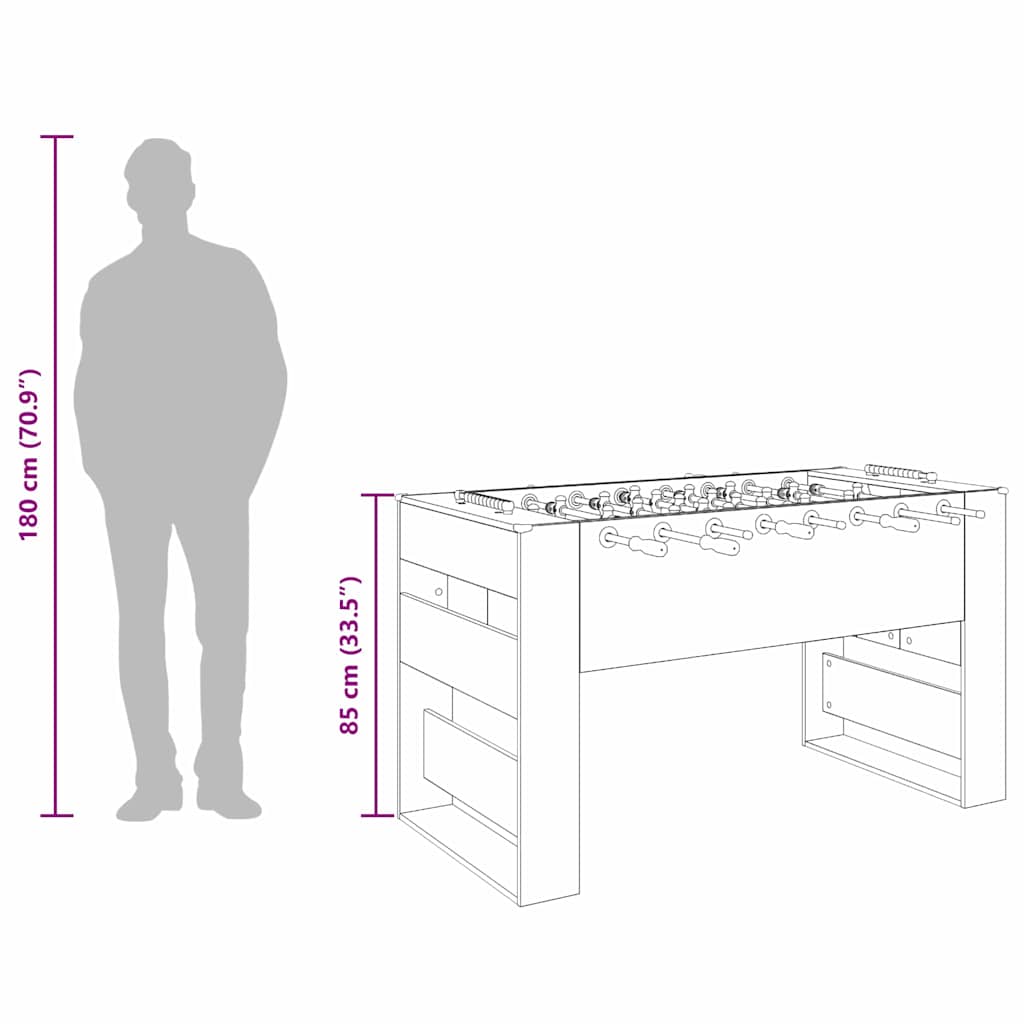 Foosball Table Sonoma Oak 146.5 x 74 x 85 cm Engineered Wood
