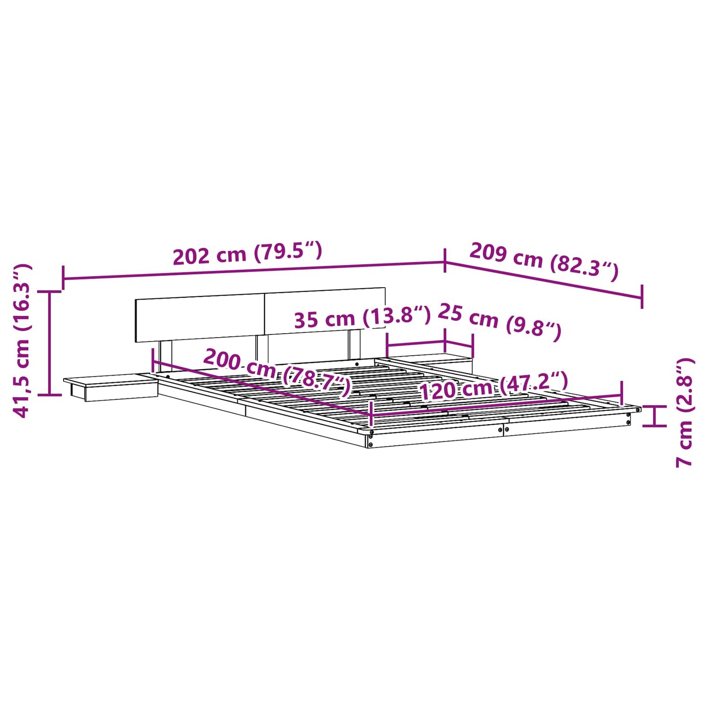 Bed Frame Brown 120 x 200 cm Wood