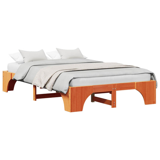 Bed Frame Wax Brown 135 x 190 cm Solid Pine Wood Bed Frame Wax Brown 135 x 190 cm Solid Pine Wood