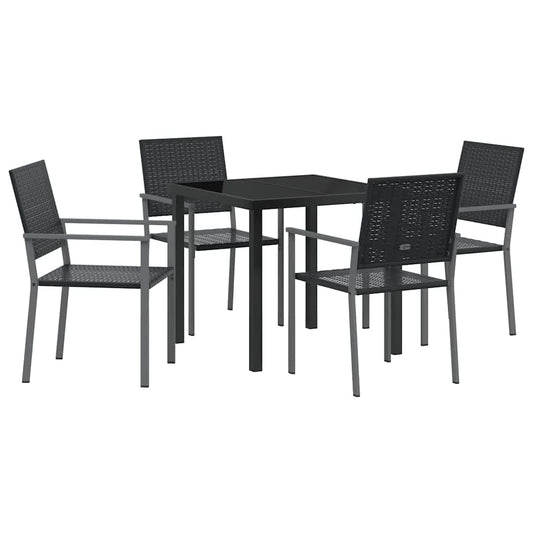 Garden Dining Set 5 pcs Black PE Rattan Garden Dining Set 5 pcs Black PE Rattan