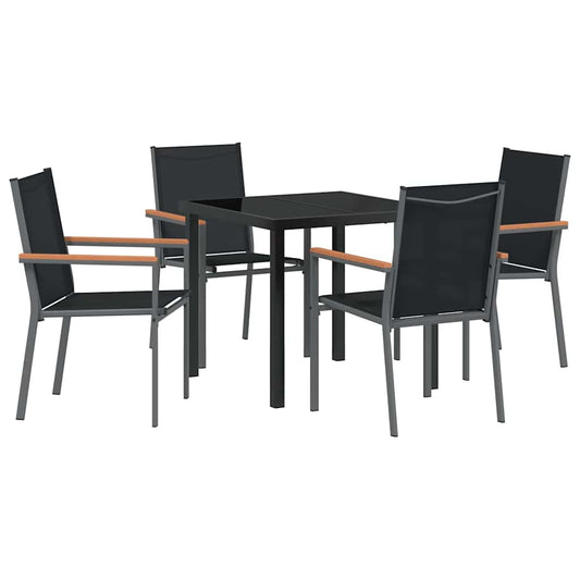 Garden Dining Set 5 pcs Black Powder-coated Steel Garden Dining Set 5 pcs Black Powder-coated Steel