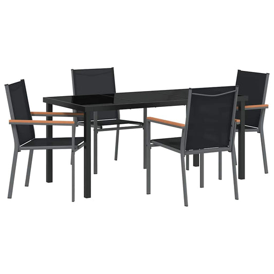 Garden Dining Set 5 pcs Black Powder-coated Steel Garden Dining Set 5 pcs Black Powder-coated Steel
