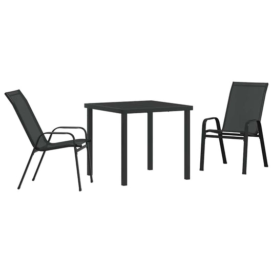 Garden Dining Set 3 pcs Black Powder-coated Steel Garden Dining Set 3 pcs Black Powder-coated Steel