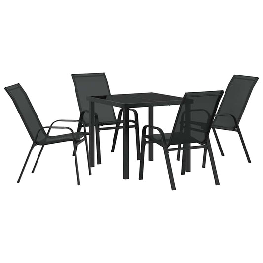 Garden Dining Set 5 pcs Black Powder-coated Steel Garden Dining Set 5 pcs Black Powder-coated Steel