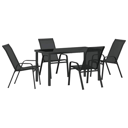 Garden Dining Set 5 pcs Black Powder-coated Steel Garden Dining Set 5 pcs Black Powder-coated Steel