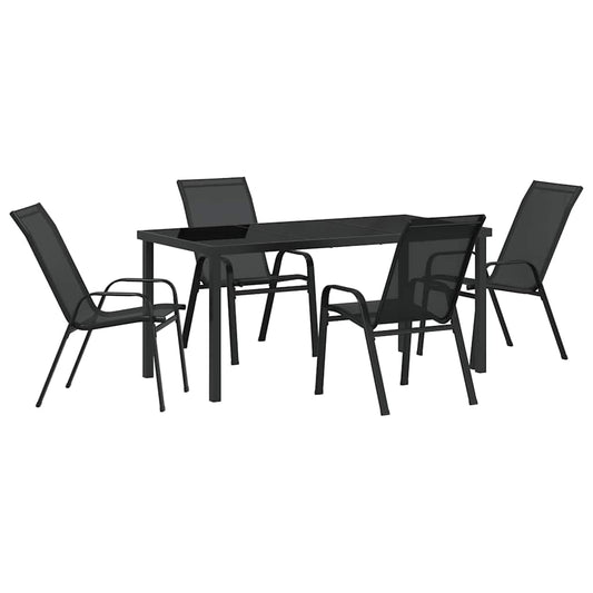 Garden Dining Set 5 pcs Black Powder-coated Steel Garden Dining Set 5 pcs Black Powder-coated Steel