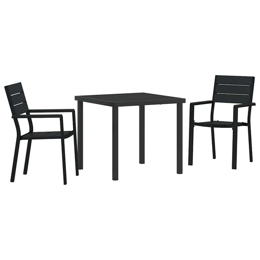 Garden Dining Set 3 pcs Black Powder-Coated Steel Garden Dining Set 3 pcs Black Powder-Coated Steel