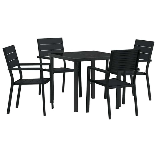 Garden Dining Set 5 pcs Black Powder-Coated Steel Garden Dining Set 5 pcs Black Powder-Coated Steel