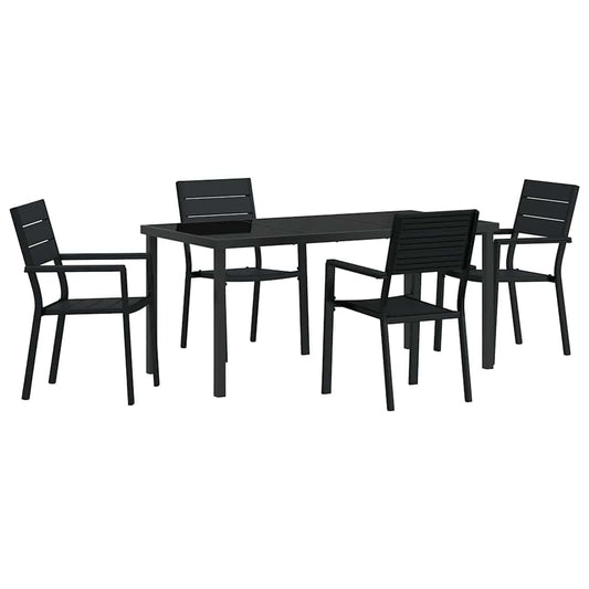 Garden Dining Set 5 pcs Black Powder-Coated Steel Garden Dining Set 5 pcs Black Powder-Coated Steel