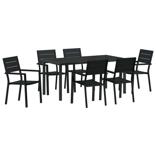 Garden Dining Set 7 pcs Black Powder-Coated Steel Garden Dining Set 7 pcs Black Powder-Coated Steel