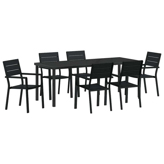 Garden Dining Set 7 pcs Black Powder-Coated Steel Garden Dining Set 7 pcs Black Powder-Coated Steel