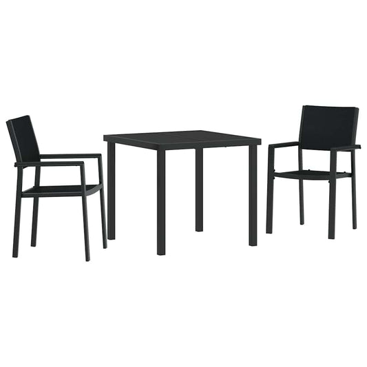 Garden Dining Set 3 pcs Black Powder-Coated Steel Garden Dining Set 3 pcs Black Powder-Coated Steel