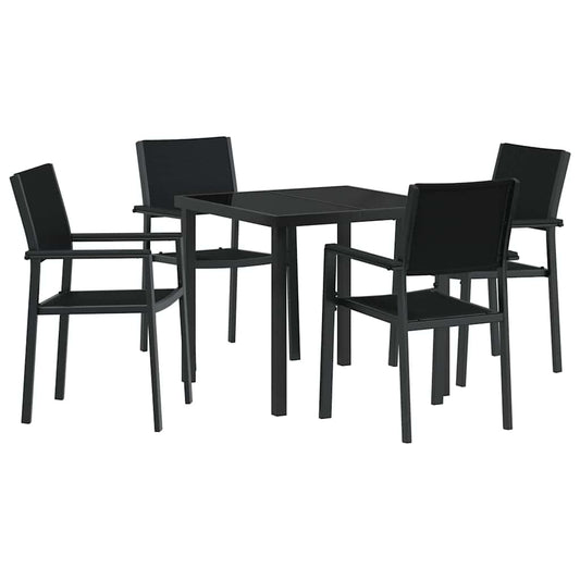 Garden Dining Set 5 pcs Black Powder-Coated Steel Garden Dining Set 5 pcs Black Powder-Coated Steel
