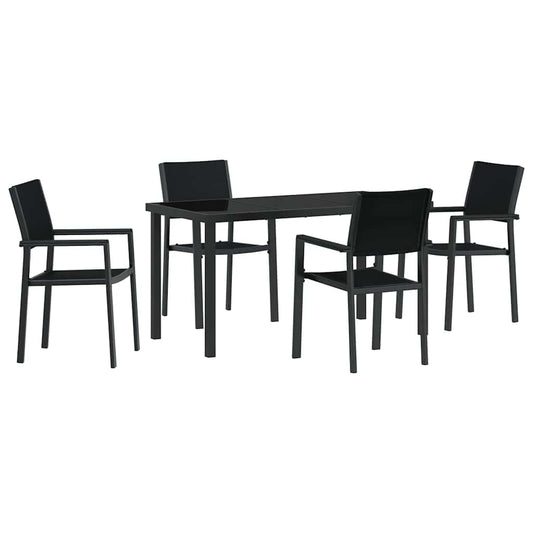 Garden Dining Set 5 pcs Black Powder-Coated Steel Garden Dining Set 5 pcs Black Powder-Coated Steel