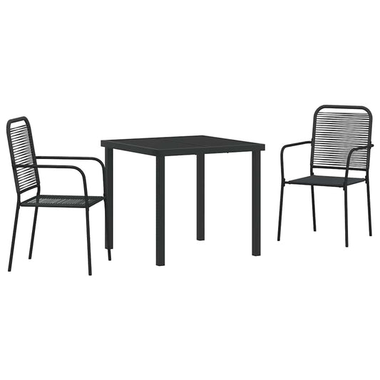 Garden Dining Set 3 pcs Black Powder-Coated Steel Garden Dining Set 3 pcs Black Powder-Coated Steel