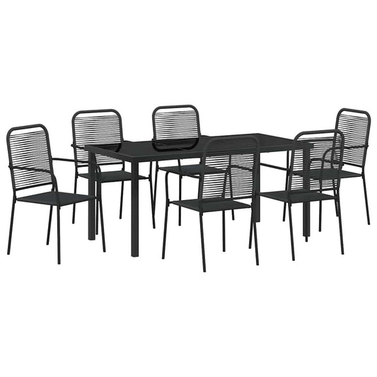 Garden Dining Set 7 pcs Black Powder-Coated Steel Garden Dining Set 7 pcs Black Powder-Coated Steel