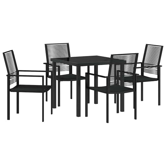 Garden Dining Set 5 pcs Black Powder-Coated Steel Garden Dining Set 5 pcs Black Powder-Coated Steel