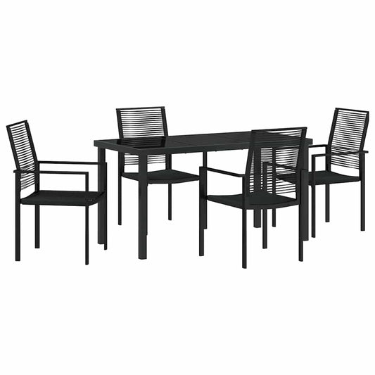 Garden Dining Set 5 pcs Black Powder-Coated Steel Garden Dining Set 5 pcs Black Powder-Coated Steel