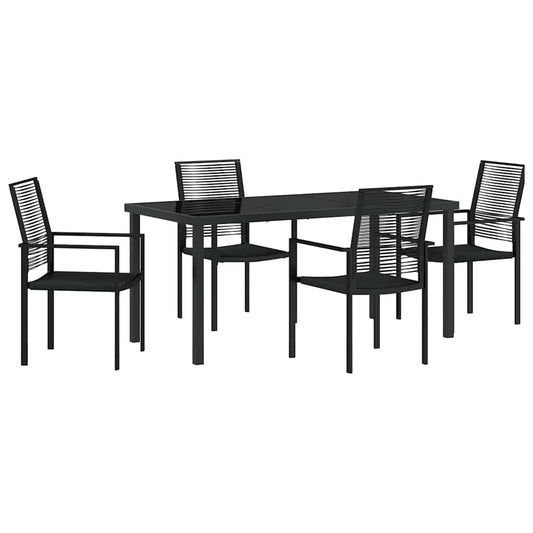 Garden Dining Set 5 pcs Black Powder-Coated Steel Garden Dining Set 5 pcs Black Powder-Coated Steel