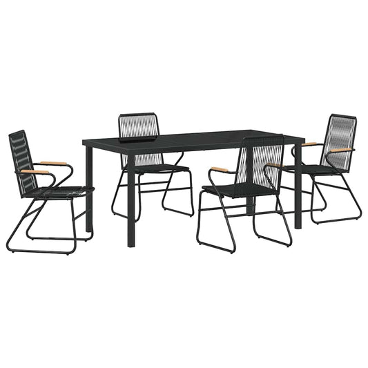 Garden Dining Set 5 pcs Black Powder-Coated Steel Garden Dining Set 5 pcs Black Powder-Coated Steel