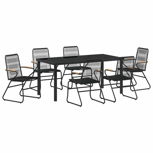 Garden Dining Set 7 pcs Black Powder-Coated Steel Garden Dining Set 7 pcs Black Powder-Coated Steel