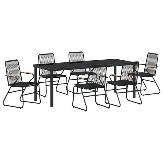 Garden Dining Set 7 pcs Black Powder-Coated Steel Garden Dining Set 7 pcs Black Powder-Coated Steel