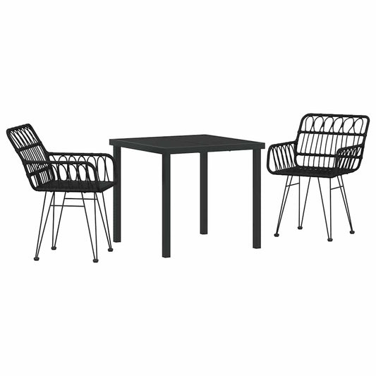 Garden Dining Set 3 pcs Black Powder-Coated Steel Garden Dining Set 3 pcs Black Powder-Coated Steel