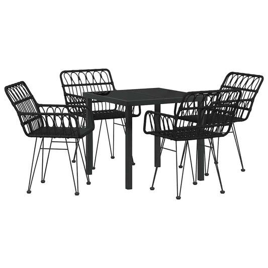 Garden Dining Set 5 pcs Black Powder-Coated Steel Garden Dining Set 5 pcs Black Powder-Coated Steel