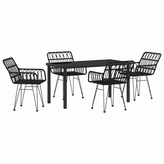 Garden Dining Set 5 pcs Black Powder-Coated Steel Garden Dining Set 5 pcs Black Powder-Coated Steel