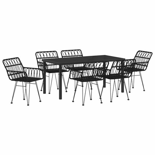 Garden Dining Set 7 pcs Black Powder-Coated Steel Garden Dining Set 7 pcs Black Powder-Coated Steel