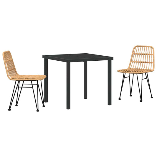 Garden Dining Set 3 pcs Brown Powder-Coated Steel Garden Dining Set 3 pcs Brown Powder-Coated Steel