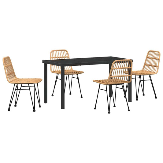 Garden Dining Set 5 pcs Brown Powder-Coated Steel Garden Dining Set 5 pcs Brown Powder-Coated Steel