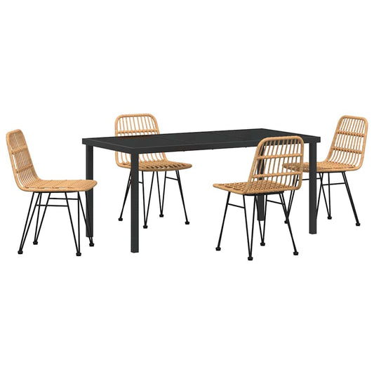 Garden Dining Set 5 pcs Brown Powder-Coated Steel Garden Dining Set 5 pcs Brown Powder-Coated Steel