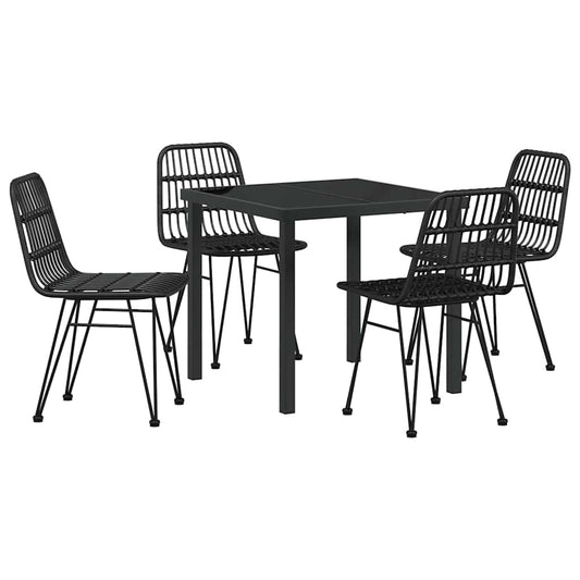 Garden Dining Set 5 pcs Black Powder-Coated Steel Garden Dining Set 5 pcs Black Powder-Coated Steel