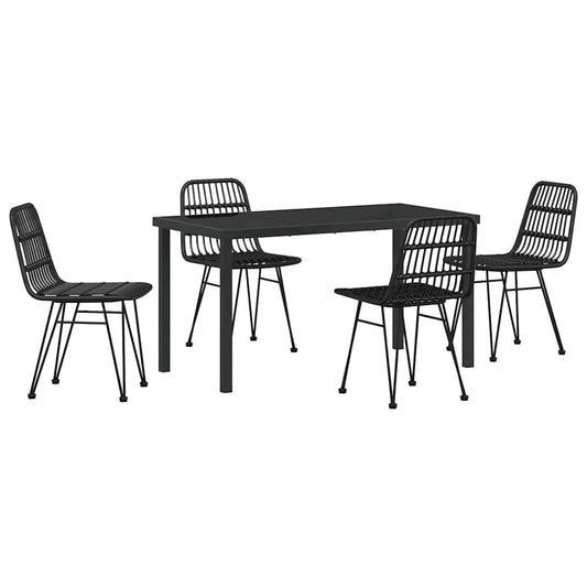 Garden Dining Set 5 pcs Black Powder-Coated Steel Garden Dining Set 5 pcs Black Powder-Coated Steel