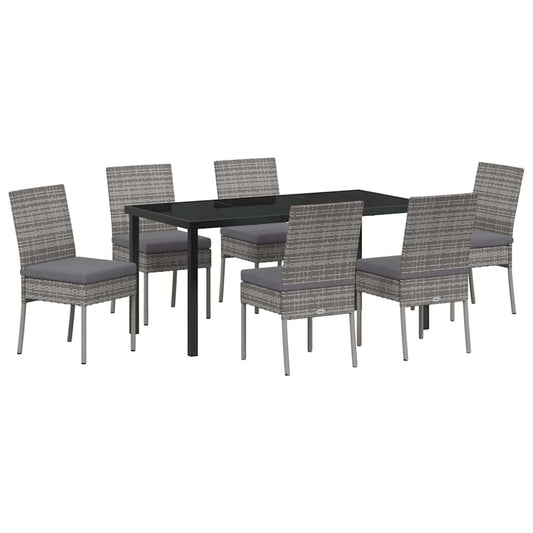 Garden Dining Set 7 pcs Grey Powder-Coated Steel Garden Dining Set 7 pcs Grey Powder-Coated Steel