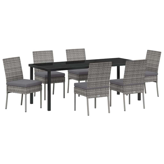 Garden Dining Set 7 pcs Grey Powder-Coated Steel Garden Dining Set 7 pcs Grey Powder-Coated Steel
