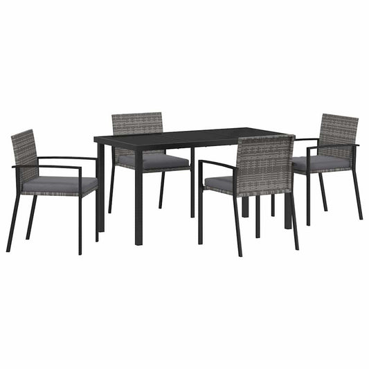 Garden Dining Set 5 pcs Grey Powder-Coated Steel Garden Dining Set 5 pcs Grey Powder-Coated Steel