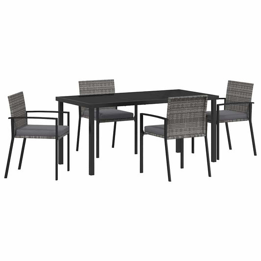 Garden Dining Set 5 pcs Grey Powder-Coated Steel Garden Dining Set 5 pcs Grey Powder-Coated Steel