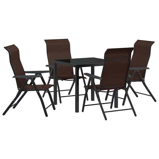 Garden Dining Set 5 pcs Brown Powder-Coated Steel Garden Dining Set 5 pcs Brown Powder-Coated Steel