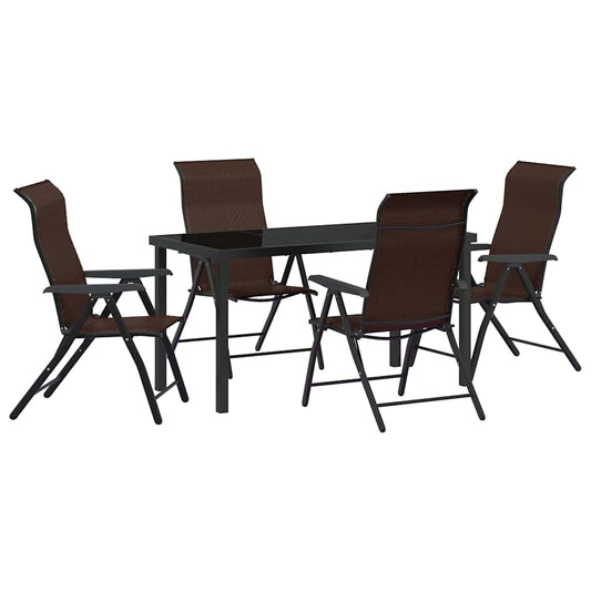 Garden Dining Set 5 pcs Brown Powder-Coated Steel Garden Dining Set 5 pcs Brown Powder-Coated Steel