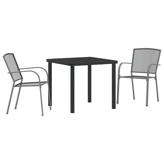Garden Dining Set 3 pcs Anthracite Powder-Coated Steel Garden Dining Set 3 pcs Anthracite Powder-Coated Steel