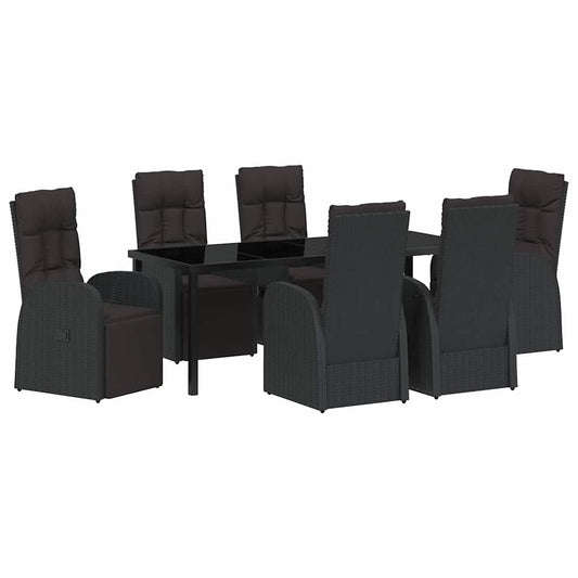 Garden Dining Set with Cushion 7 pcs Black Poly Rattan Garden Dining Set with Cushion 7 pcs Black Poly Rattan
