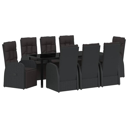 Garden Dining Set with Cushion 9 pcs Black Poly Rattan Garden Dining Set with Cushion 9 pcs Black Poly Rattan