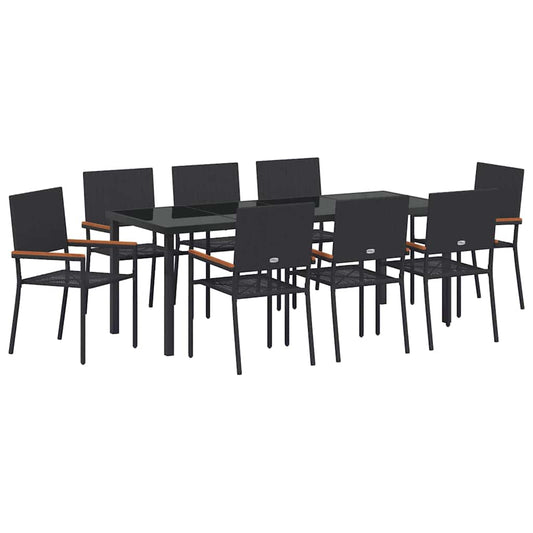 Garden Dining Set with Cushion 9 pcs Black Poly Rattan Garden Dining Set with Cushion 9 pcs Black Poly Rattan